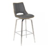 Velda Graphite Grey Leather Swivel Bar Chair