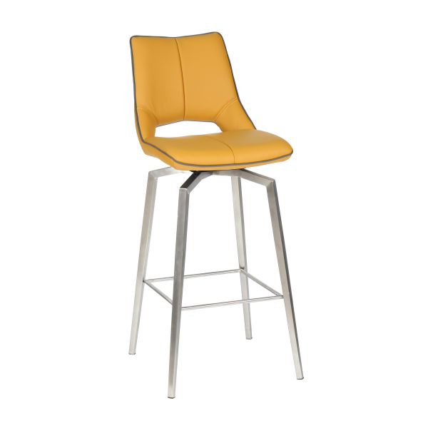 Medallion Yellow Leather Swivel Bar Chair