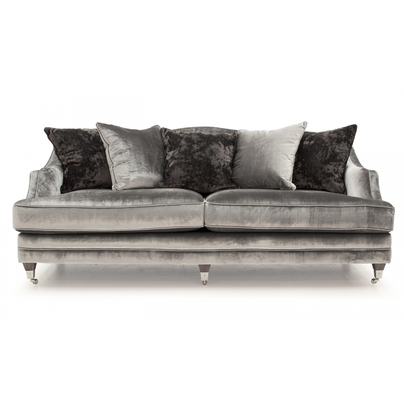 Belvedere Grey Velvet 4 Seater Sofa