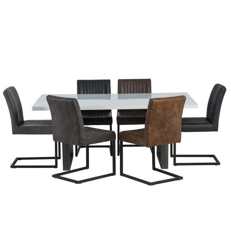 Rialto White Gloss 6 Seater Dining Set With Raffle Chairs