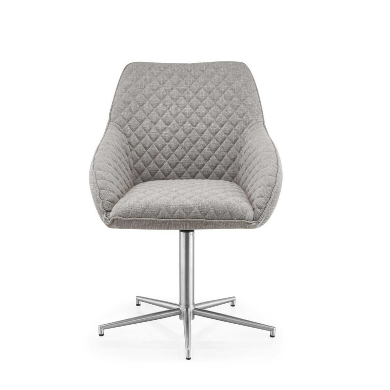 Wolf Detailed Light Grey Fabric Dining Chair