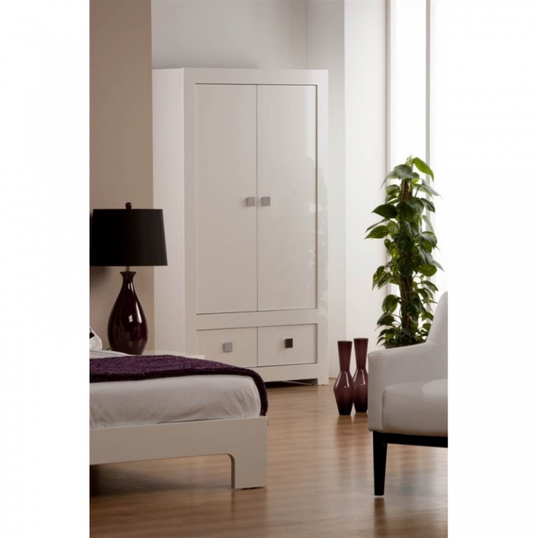 Buy Bari High Gloss White Wardrobe Bedroom Furniture FADS