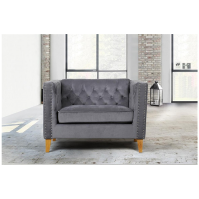Florence Grey Velvet Snuggle Chair