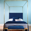 Federico Midnight Blue Velvet Canopy Bed 2