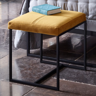 Federico Mustard Velvet Stool 1