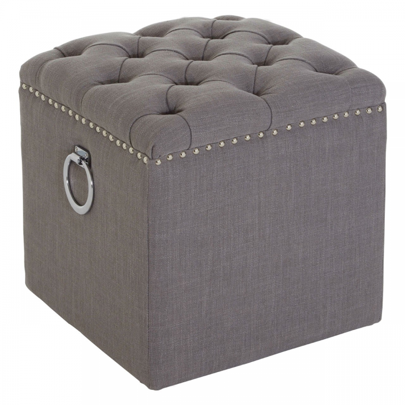 Kensington Grey Fabric Footstool 2