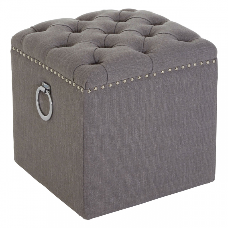 Kensington Grey Fabric Footsool Living Furniture FADS