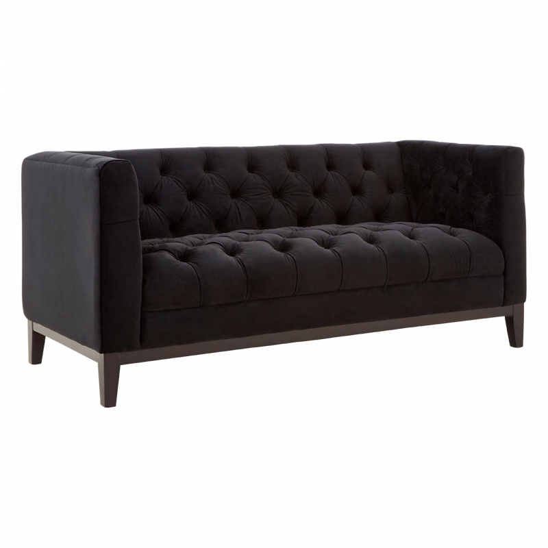 Sasha Black Button Detail 2 Seater Sofa