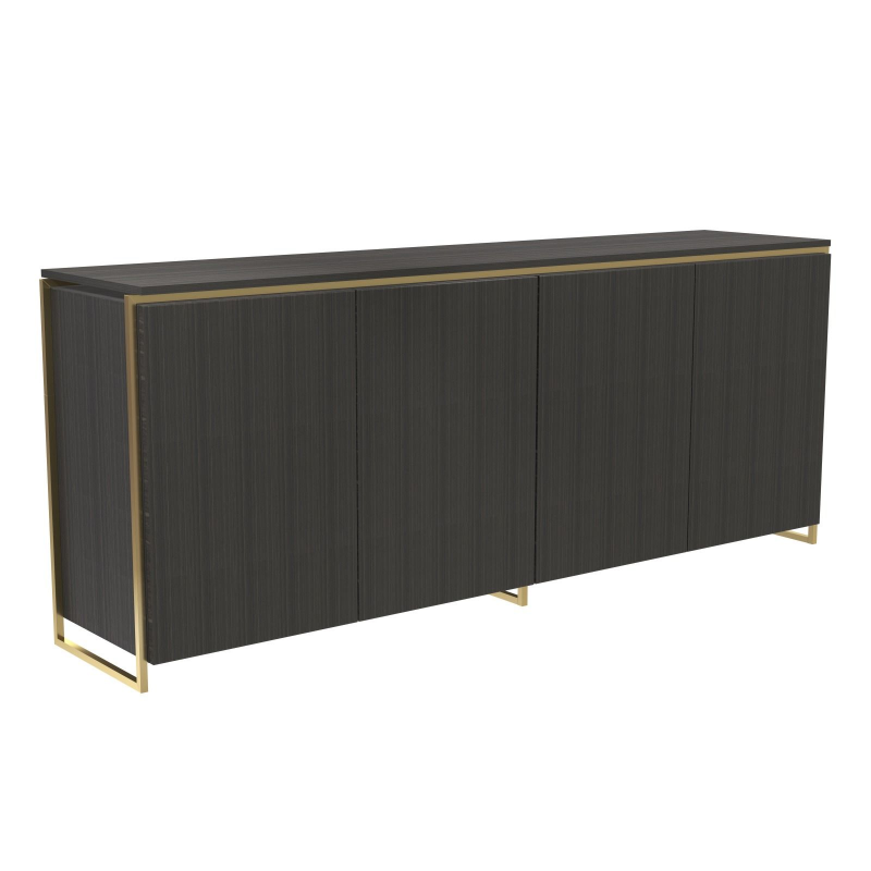 Federico Black Stained Oak Sideboard - 4 Door (Frame Finish: Brushed Brass)