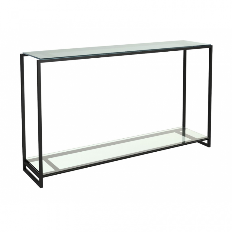 Moulin White Glass & Stainless Steel Console Table FADS