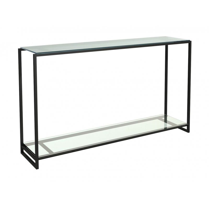 Federico Narrow Clear Glass Console, Glass Console Table With Shelf Uk