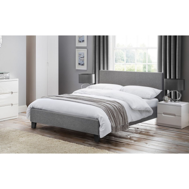 Rialto Grey Fabric Bed Double King Size Bedroom Furniture Fads