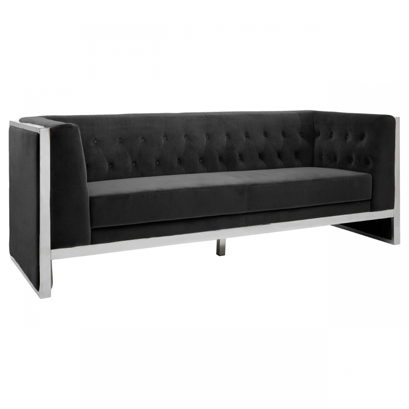 Vogue Black Velvet 3 Seater Sofa 1