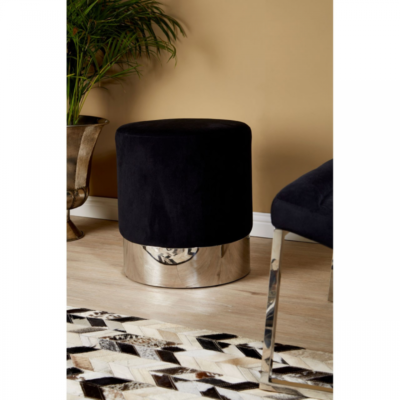 Vogue Round Black Velvet Stool