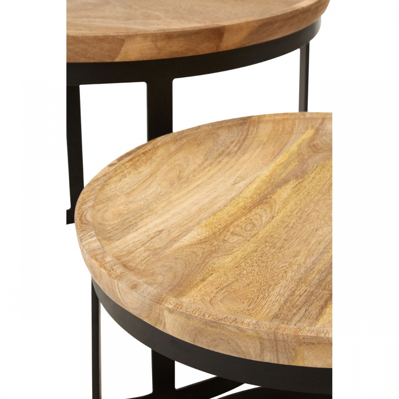 Boho Round Natural Wooden Nest Of, Round Nest Of Tables