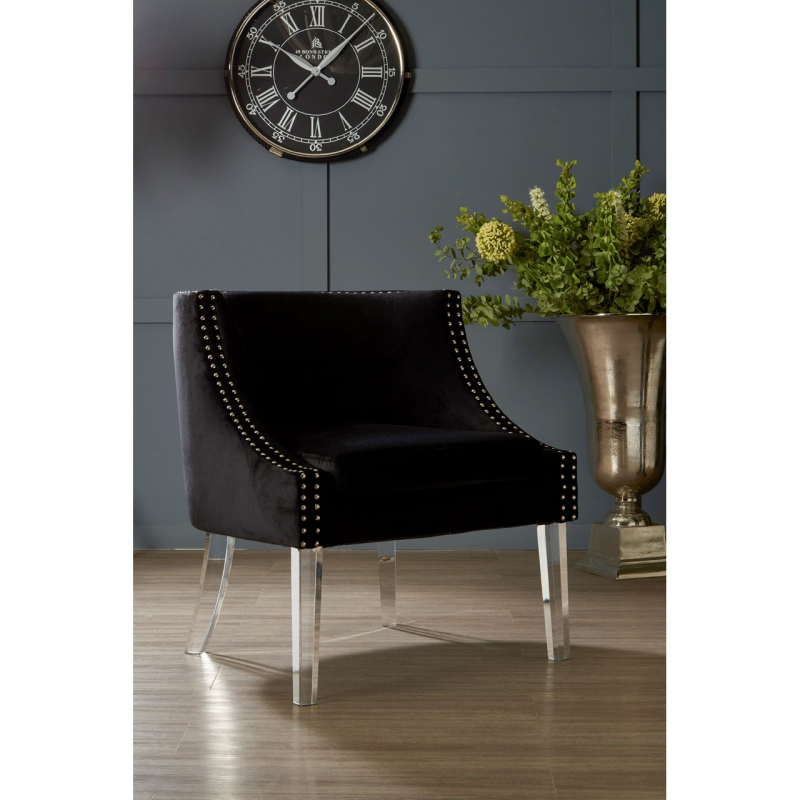 Clarence Studded Black Accent Chair 4 