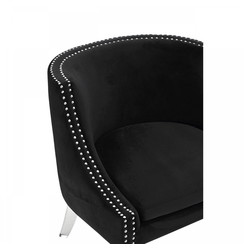 Clarence Studded Black Accent Chair, Leather Studded Chair