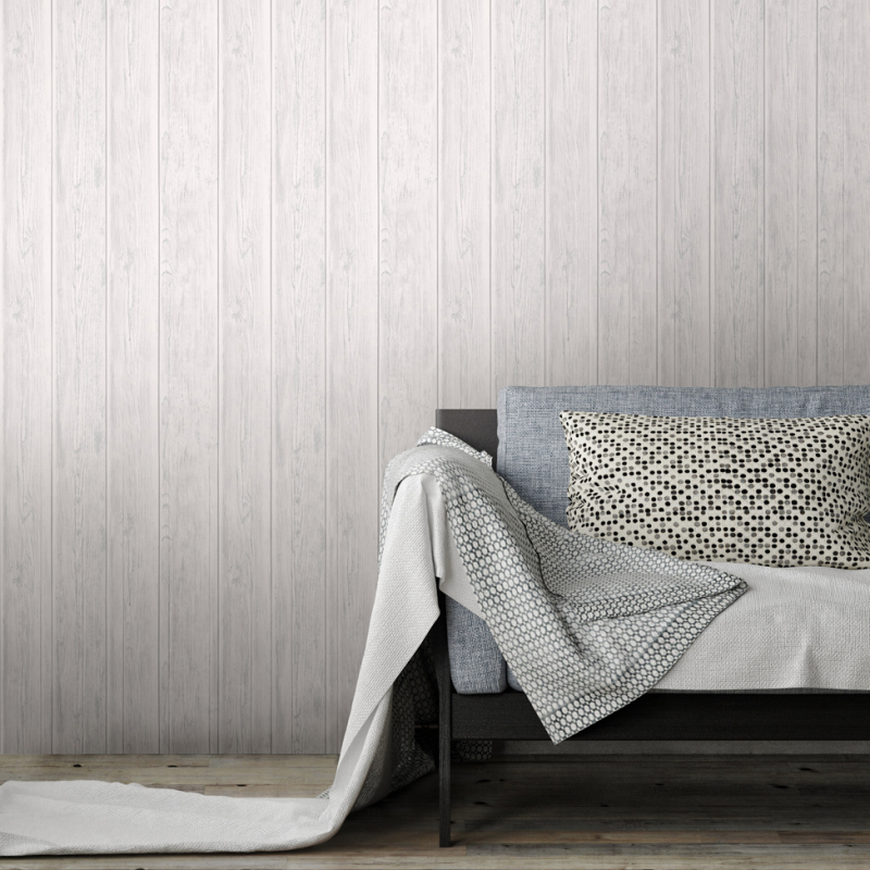 Lipsy Metallic White Wooden Wallpaper