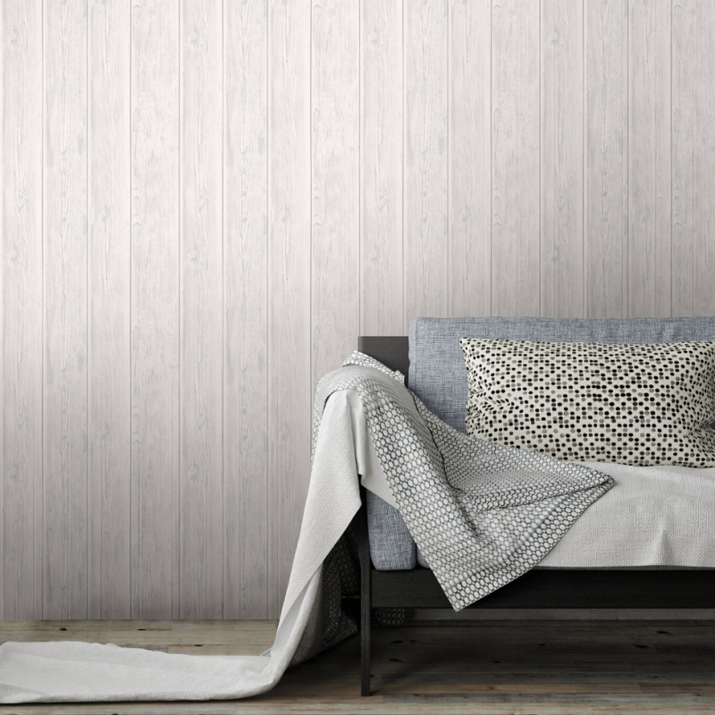 Lipsy Metallic White Wooden Wallpaper 1