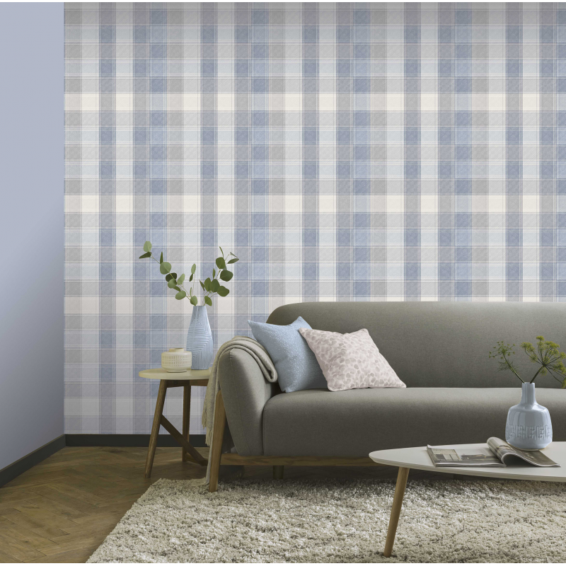 Country Denim Check Wallpaper