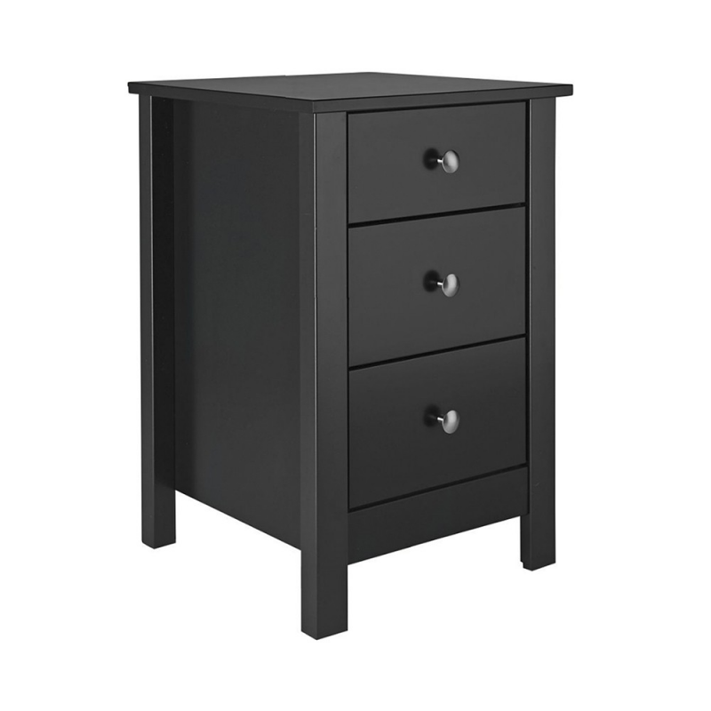 Florence 3 Drawer Black Bedside Bedroom Furniture FADS