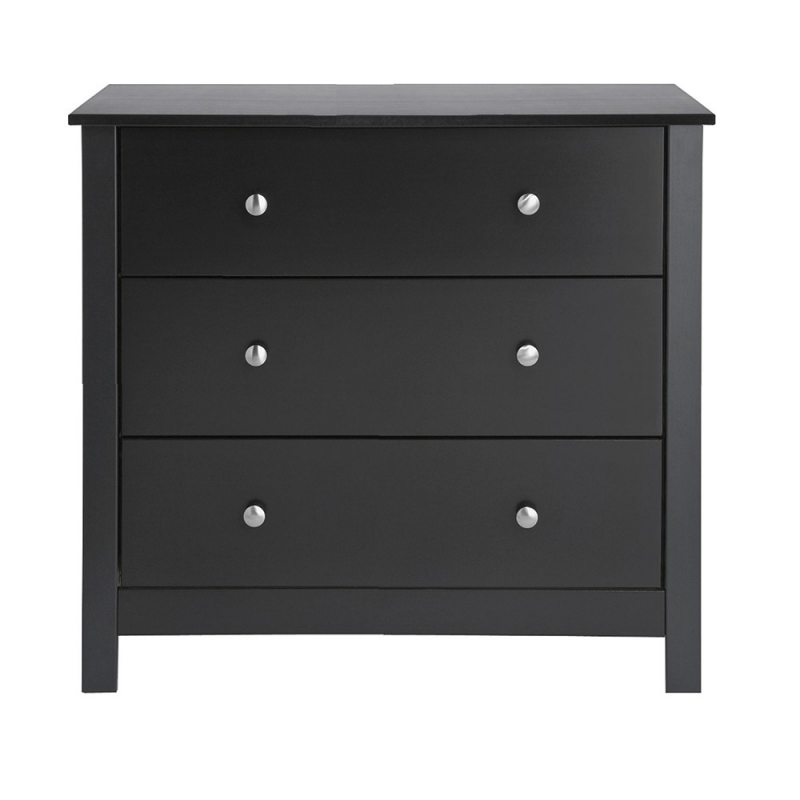 Florence 3 Drawer Black Chest Bedroom Furniture FADS