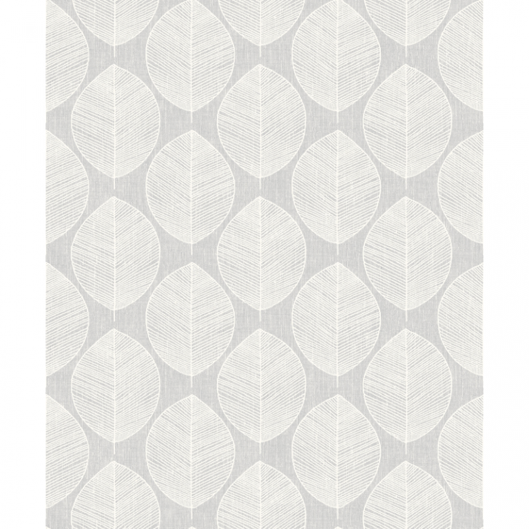 Grey Leaf Patterned Wallpaper Wallpaper FADS