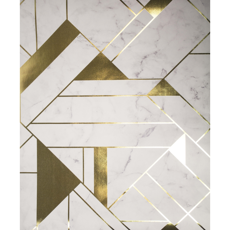 Islington Marble & Metallic Gold Geometric Wallpaper | FADS