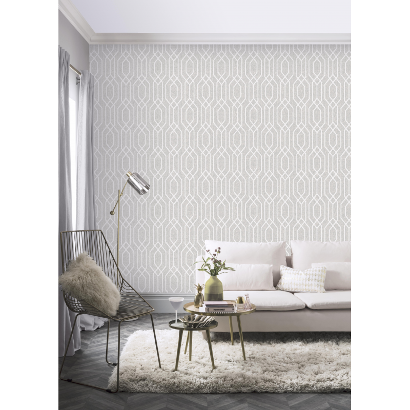 New York Geometric Light Grey Wallpaper Wallpaper FADS