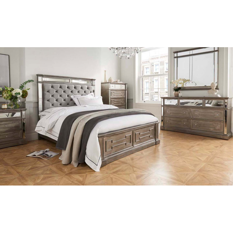 Ophelia Silver Mirror Bed 5'