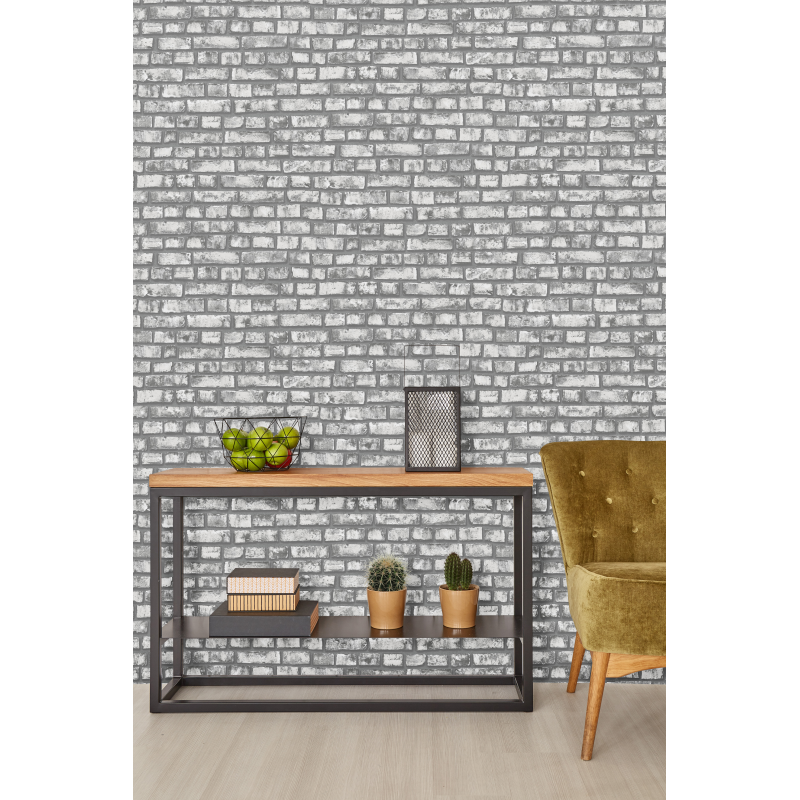 P&S Dark Grey Brick Wallpaper Wallpaper FADS