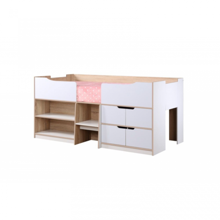 Paddington White & Light Oak Cabin Bed Kids Bedroom FADS