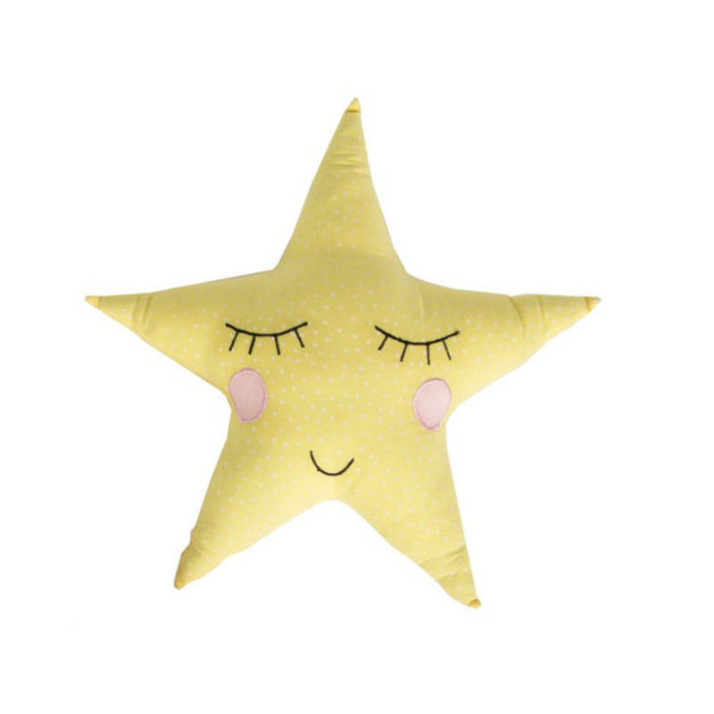 Polka Dot Pastel Yellow Star Cushion