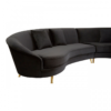 Ruby Curved Velvet Black Sofa 3