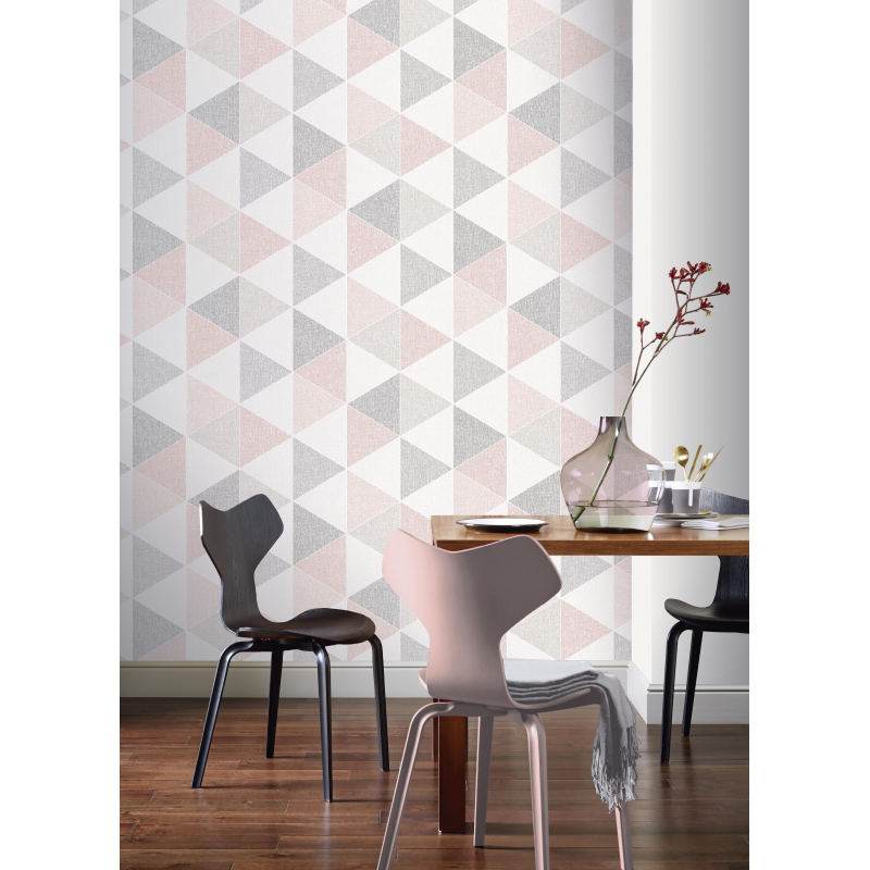Scandi Pink Triangle Wallpaper