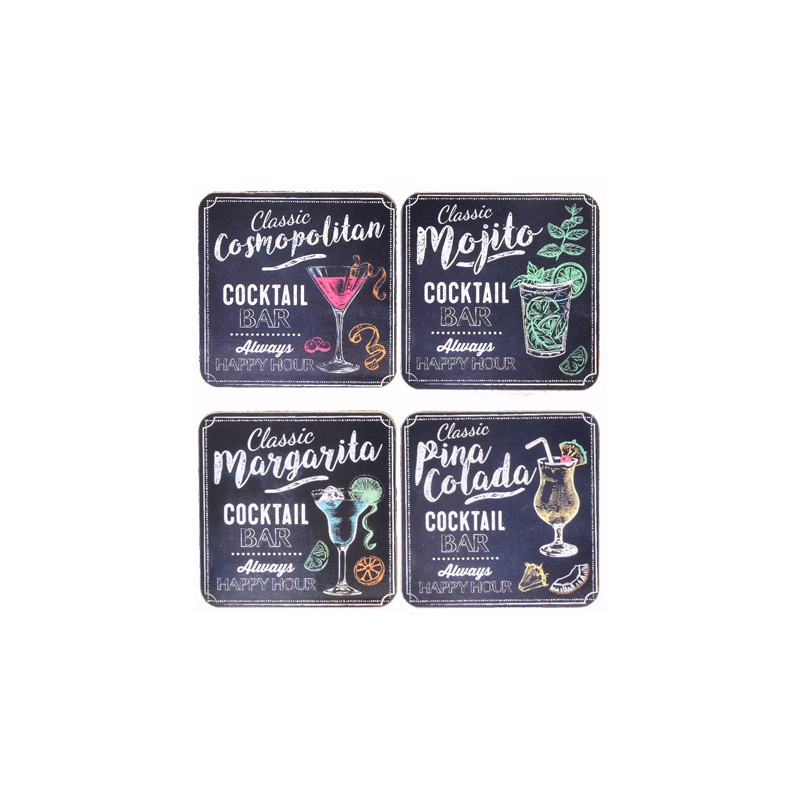 Cocktail Coasters Set of 4 Accessories Kitchen Ware FADS