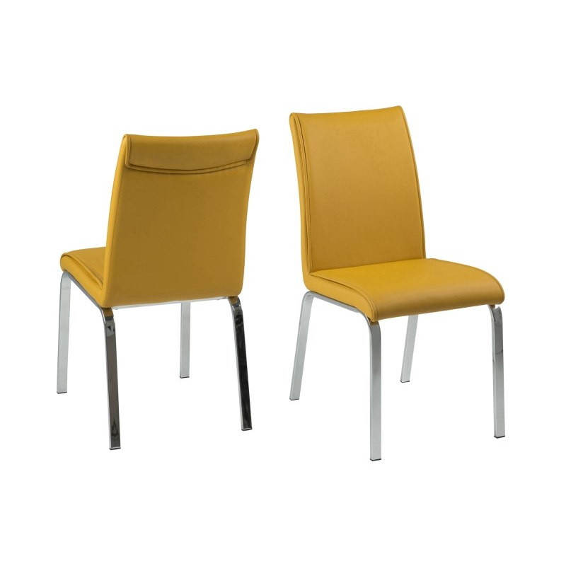 Leonora Dining Chairs Yellow Faux, Mustard Yellow Faux Leather Dining Chairs