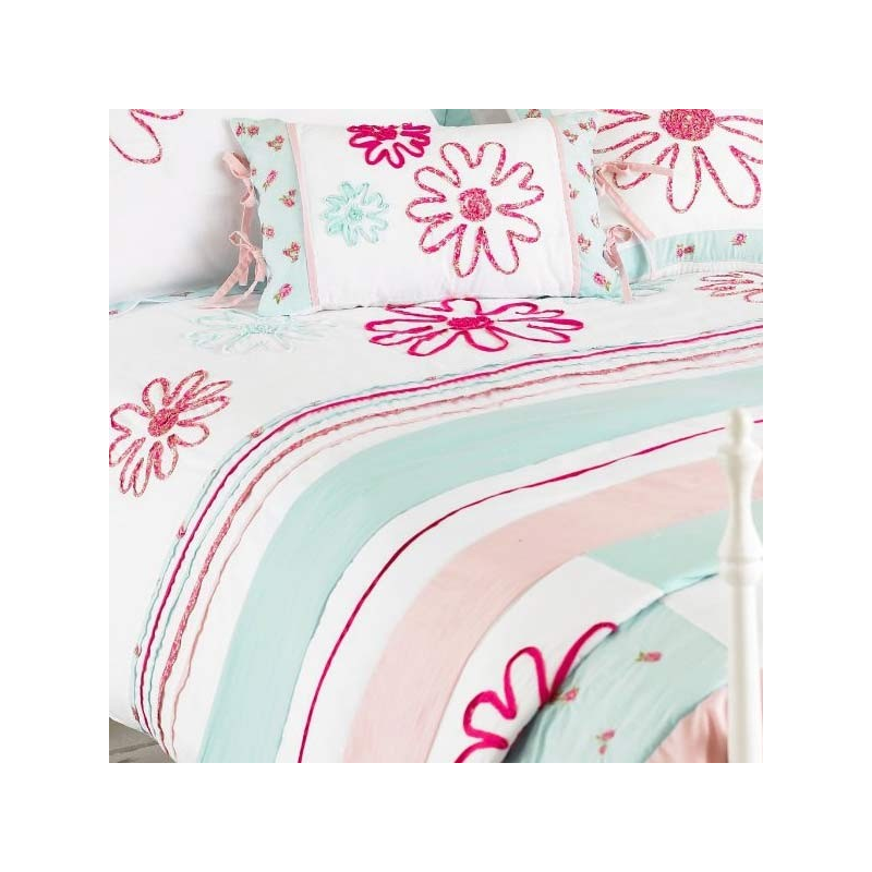 Double Duvet Set Duck Egg and Pink Accessories FADS