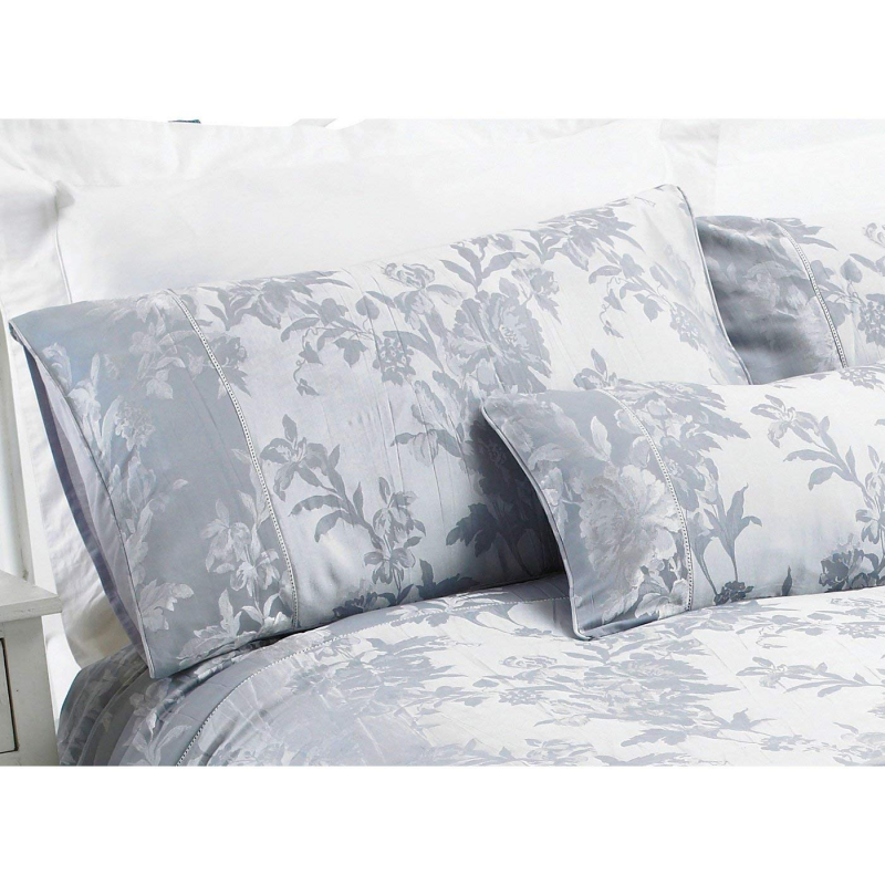 Grey Floral Pillow Cases Set of 2 Accessories FADS