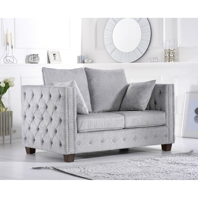 Ali Grey Plush Fabric 2 Seater Sofa