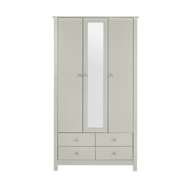 Florence 3 Door Soft Grey Mirrored Wardrobe FADS