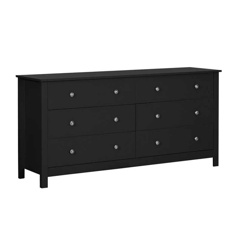 Florence 6 Drawer Black Wide Chest