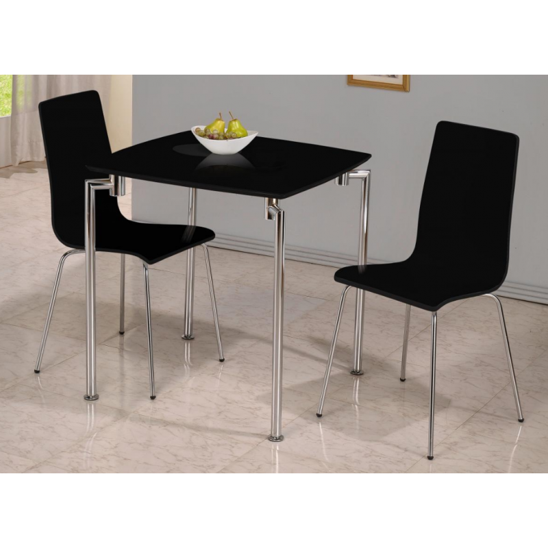 Fiji High Gloss Small Dining Set with 2 Chairs Black