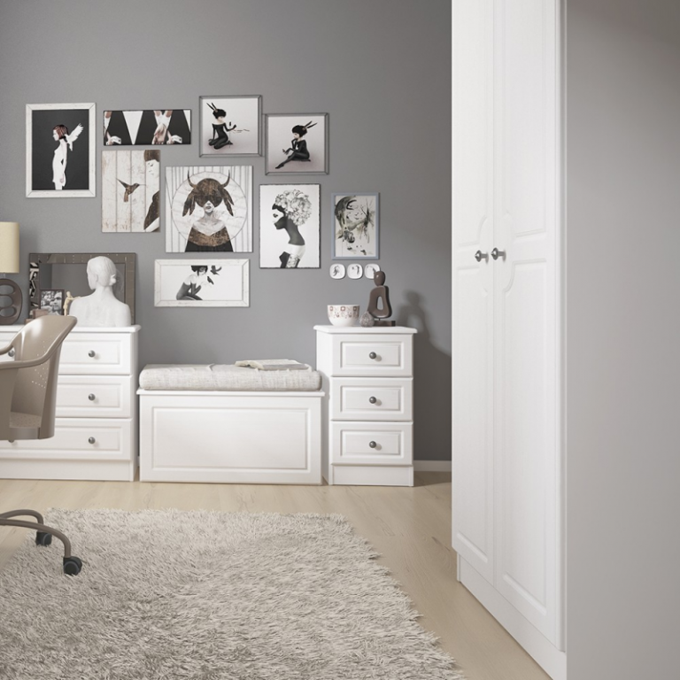 Hampshire 3 Drawer Bedside White Bedroom Furniture FADS