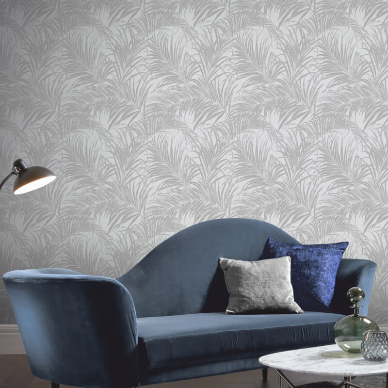 Kiss Foil Silver Palm Leaf Wallpaper - Wallpaper | FADS Kiss Foil Silver Palm Leaf Wallpaper - Wallpaper | FADS