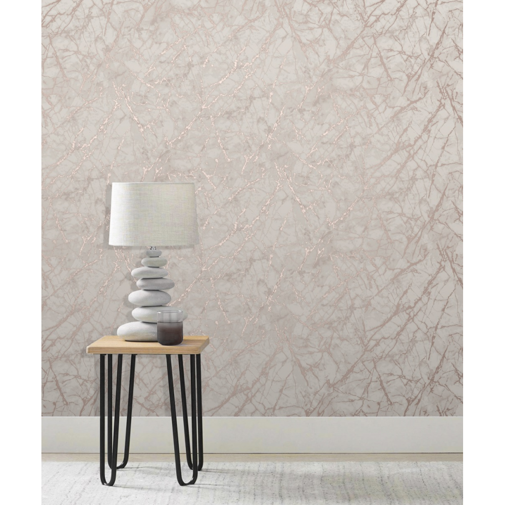 Metallic Rose Gold Marble Wallpaper