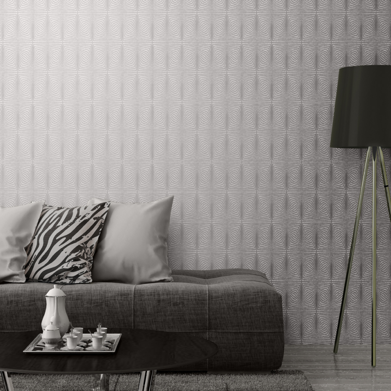 Solitaire Textured Silver Geometric Wallpaper 1
