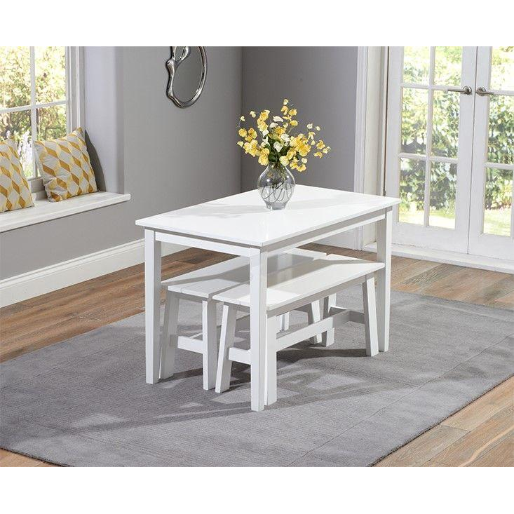 Chichester Dining Table with 2 Large Benches (Table Colour: White)