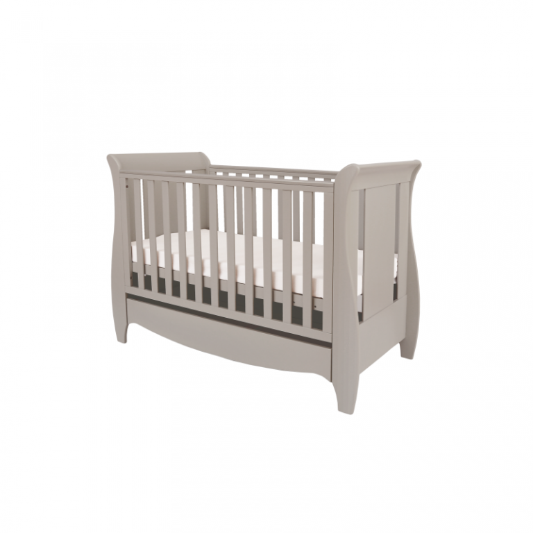 Babymore Eva Sleigh Dropside Cot Bed with Drawer White FADS