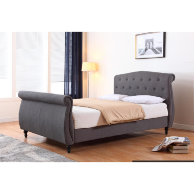 Marianna Linen King Size Bed Dark Grey